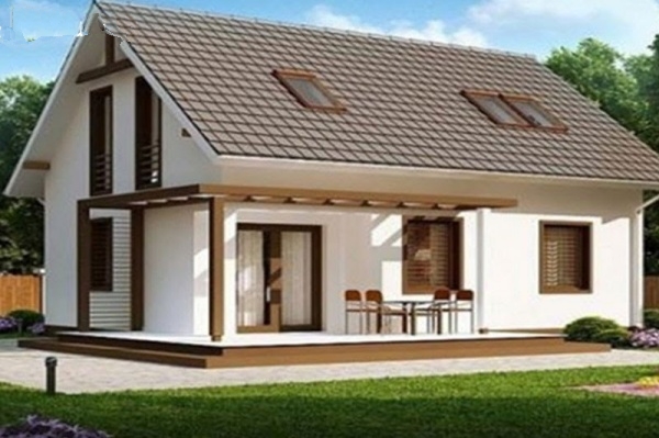 Nhà cấp 4 sử dụng màu sắc đồng bộ với 2 gam màu chủ đạo là nâu và trắng