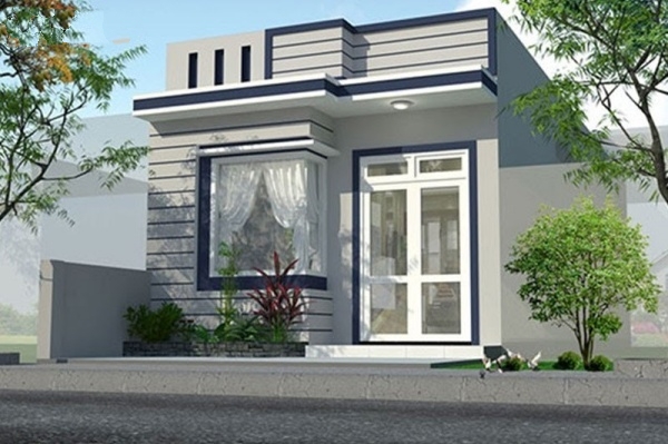 Nhà cấp 4 kinh phí 150 triệu này tuy đơn giản nhưng không mờ nhạt với màu sơn trung tính dịu mắt, kết hợp các đường sọc ngang ở mặt tiền tạo thêm điểm nhấn.